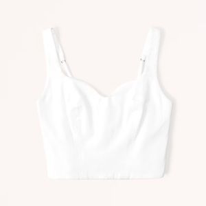 Abercrombie Linen-Blend Notch-Neck Set Top White *UNWORN*